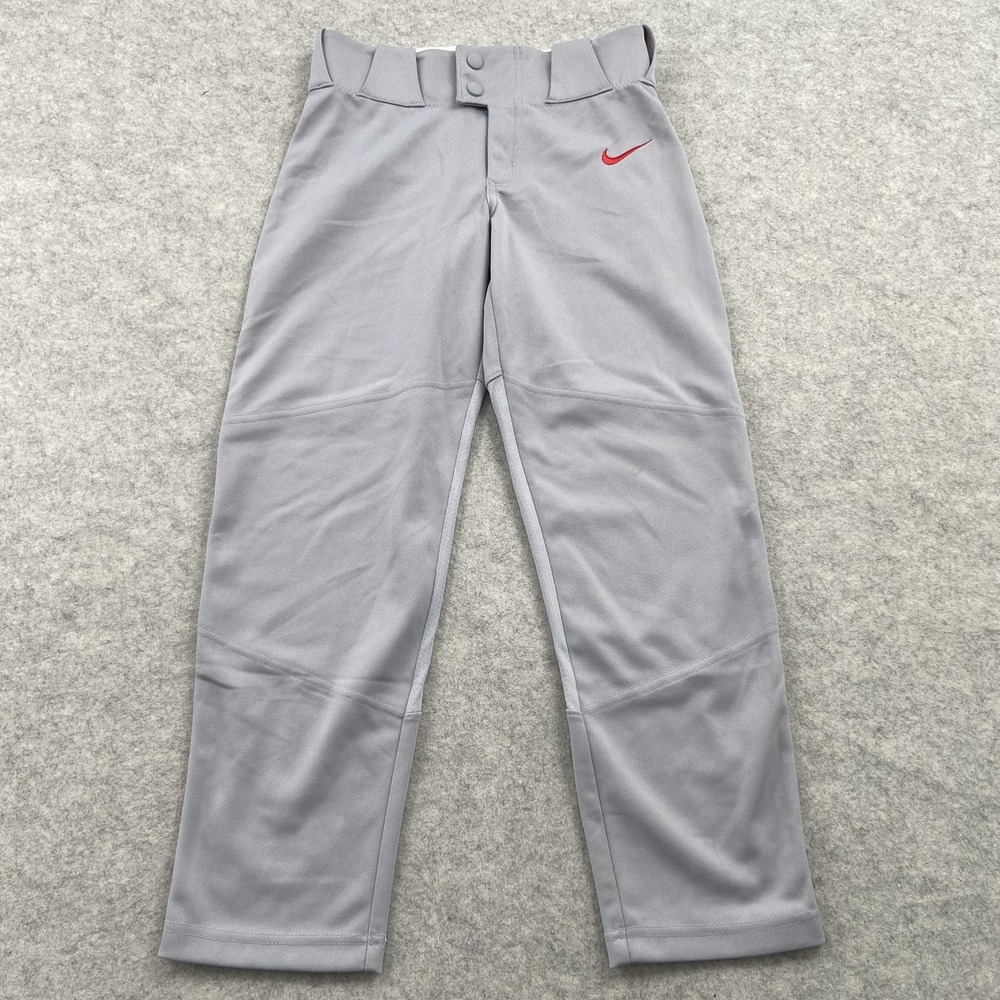 Nike Team Pants Youth Medium (26x24) Gray Baseball Mesh Red Stripe *Stain*